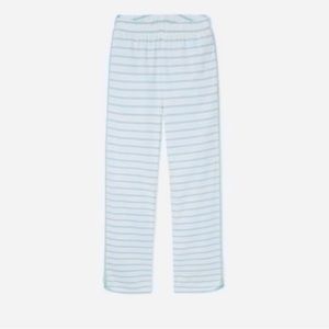 LAKE Pajamas Pima Cropped Pants Teal Blue Striped Bottoms Women’s Small